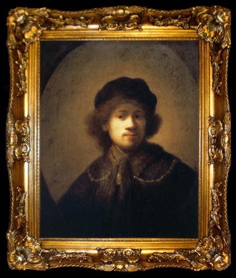 framed  REMBRANDT Harmenszoon van Rijn Self-Portrait with Beret and Gold Chain, ta009-2